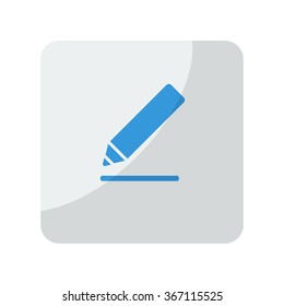 Blue Sign Here icon on grey rounded square button on white