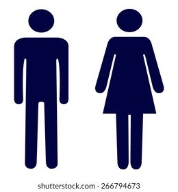 Blue Sign with Toilet, Men, Women 