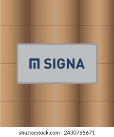 blue signa writing, gradient brown background