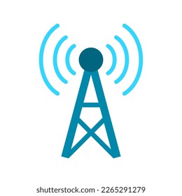 Icono de torre de señal azul diseño de vector plano