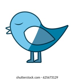 blue silhouette of bird singing vector illustration