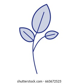 blue silhouette of branch and leaves vector illustration