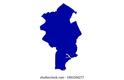 Blue silhouette of the Brazilian city of Duque de Caxias