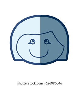 blue silhouette of caricature front face girl with short hair vector illustration