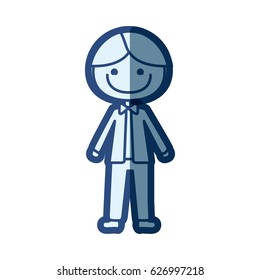 blue silhouette of caricature man in wedding suit and smiling vector illustration