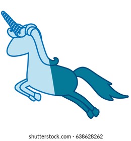 blue silhouette of cartoon unicorn faceless and jumping vector illustration