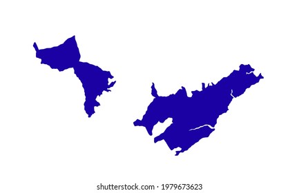 Blue silhouette of city map of East London in Great Britain