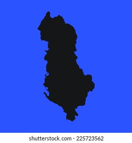 Blue Silhouette of the Country Albania