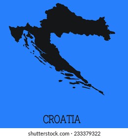 Blue Silhouette of the Country Croatia
