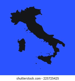 Blue Silhouette of the Country Italy