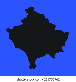 Blue Silhouette of the Country Kosovo