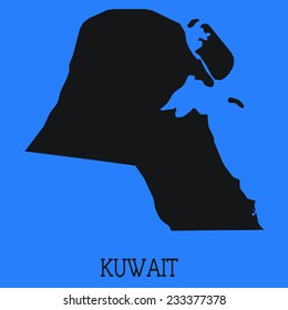 Blue Silhouette of the Country Kuwait