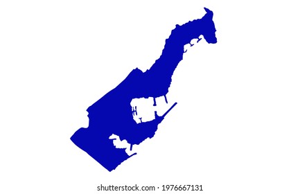 Blue silhouette of country map of Monaco in europe