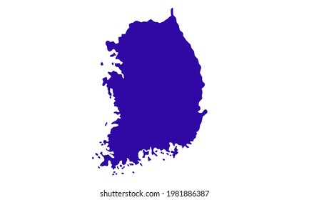 blue silhouette of country map of South Korea in eastern asia