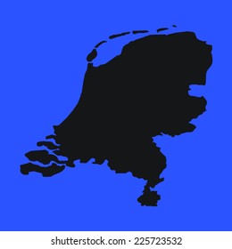 Blue Silhouette of the Country Netherlands