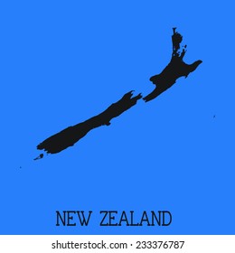 Blue Silhouette of the Country New Zealand