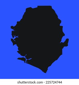 Blue Silhouette of the Country Sierra Leone