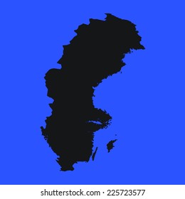 Blue Silhouette of the Country Sweden