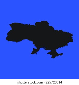 Blue Silhouette of the Country Ukraine