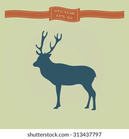 Blue silhouette deer 