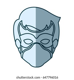 blue silhouette with face of guy superhero with mask vector illustration
