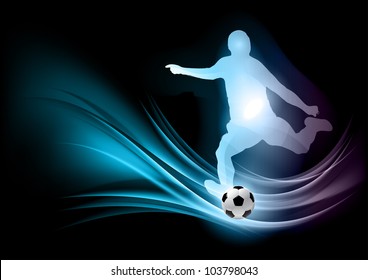 blue silhouette of football player