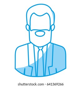 blue silhouette with half body of faceless bearded man with formal suit vector illustration