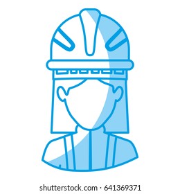 blue silhouette with half body of faceless female firefighter vector illustration
