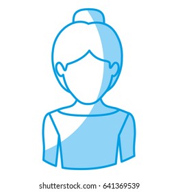 blue silhouette with half body of faceless female dancer with collected hair vector illustration