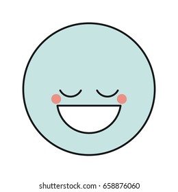 blue silhouette happy face male emoticon with eyes closed vector illustration