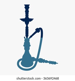 Blue silhouette of a hookah