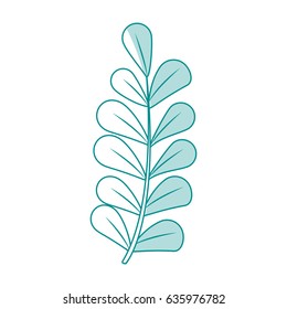 blue silhouette image spring branch with ovals leaves