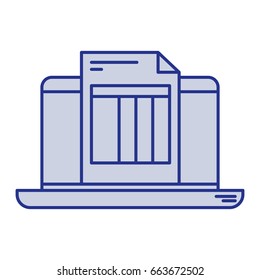 blue silhouette of laptop computer and billing sheet vector illustration