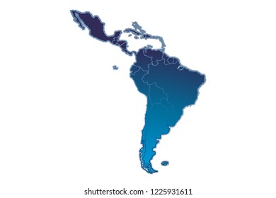 Blue silhouette of Latin America.