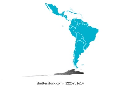 Blue silhouette of Latin America.