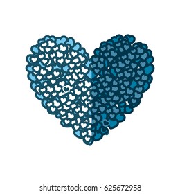 blue silhouette of many hearts forming a big heart vector illustration