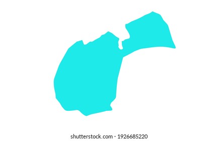 blue silhouette of map of Ardabil city in northern iran on white background