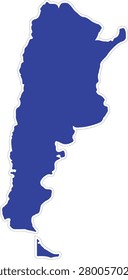 A blue silhouette map of Argentina on a plain white background