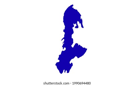 Blue silhouette map of Buton Island in Southeast Sulawesi