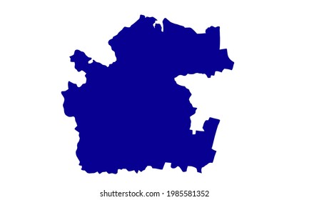 Blue silhouette of a map of the city of Arkhangelsk in Russia on white background