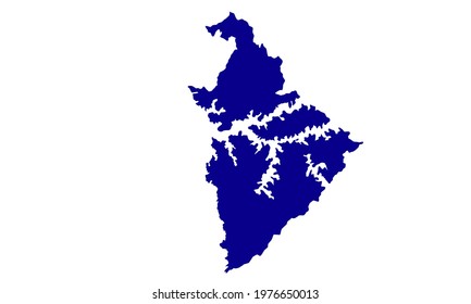 Blue silhouette map of the city of São Bernardo do Campo in Brazil