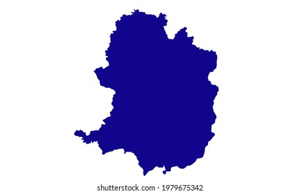 Blue silhouette of a map of the city of Bielefeld in Germany