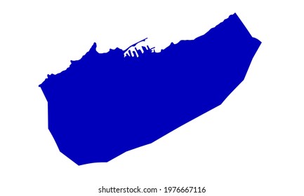 Blue silhouette of map of the city of Casablanca in Morocco