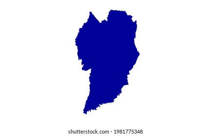 Blue silhouette of map of the city of Curitiba in Brazil