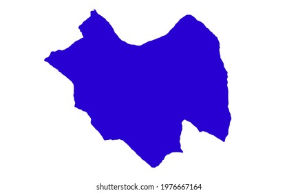 Blue silhouette of map of the city of Damascus in Syria
