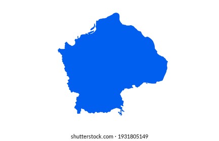 Blue silhouette of a map of the city of Gimhae in South Korea on a white background