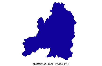 Blue silhouette map of the city of Guarda in Portugal