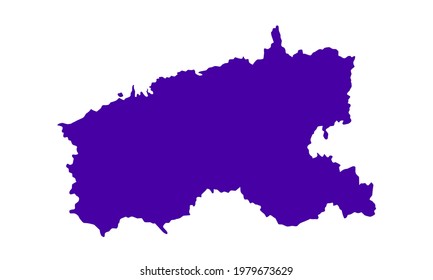 Blue silhouette of map of the city of Limerick in Ireland