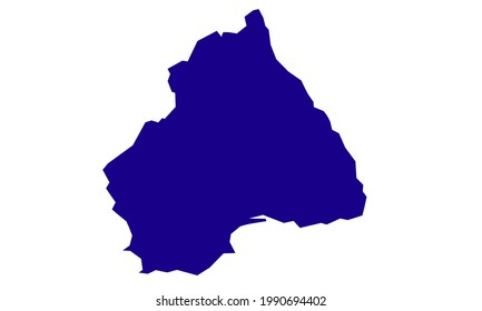 Blue silhouette map of the city of Los Santos in Spain