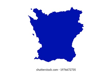 Blue silhouette map of the City of Malmo in Sweden